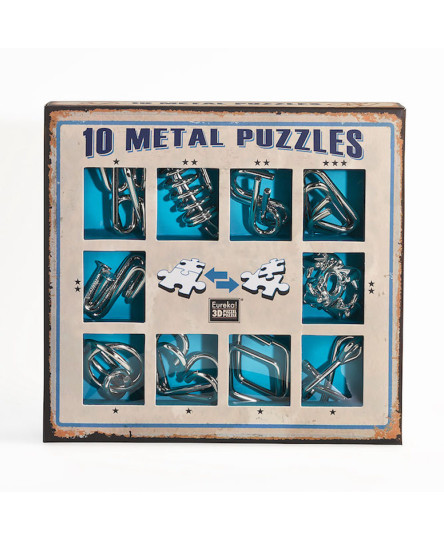 Set 10 Metal Puzzles - Albastru