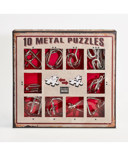 Set 10 Metal Puzzles - Rosu
